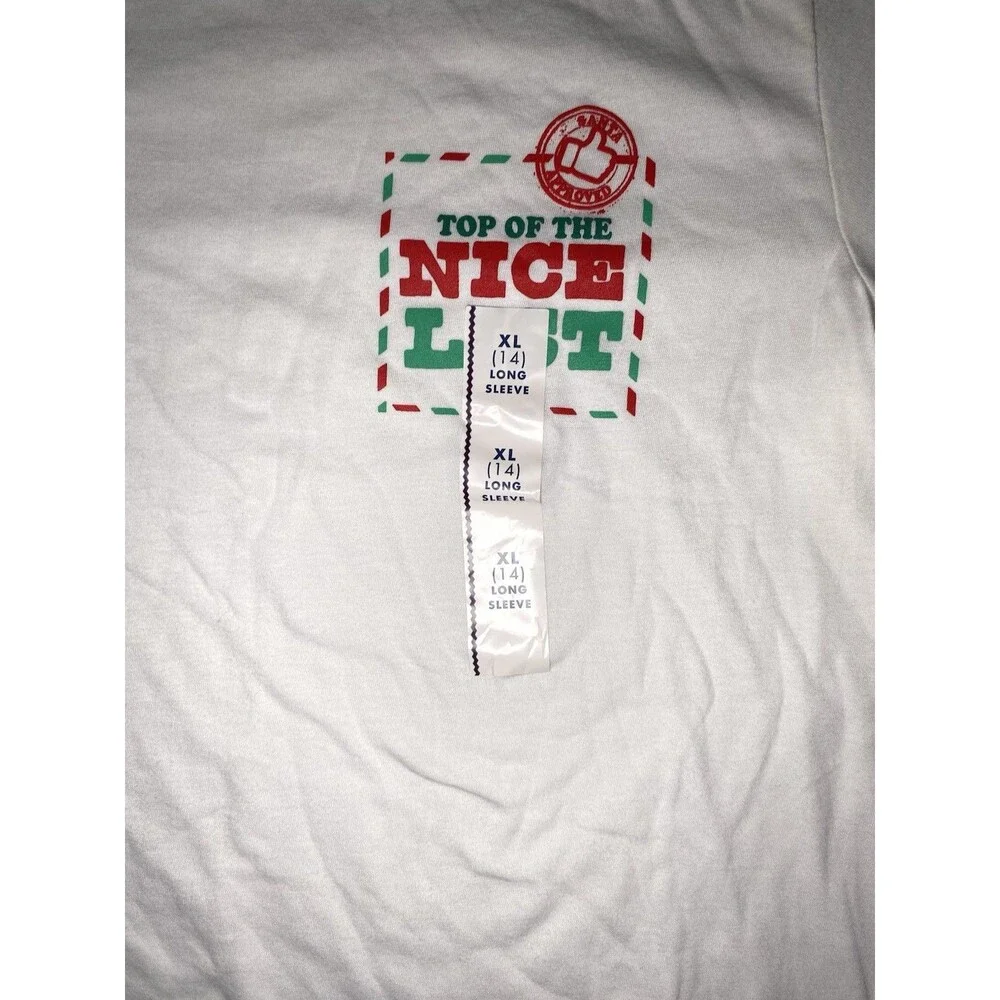 NWT Cat & Jack Kids XL (14) White Christmas Shirt Top of the Nice List
